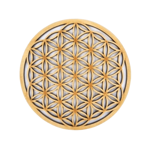 MDF COASTER ROUND SHAPE FLOWER OF LIFE (NATURAL)